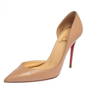 Christian Louboutin beige leather iriza d’orsay pumps 39.5